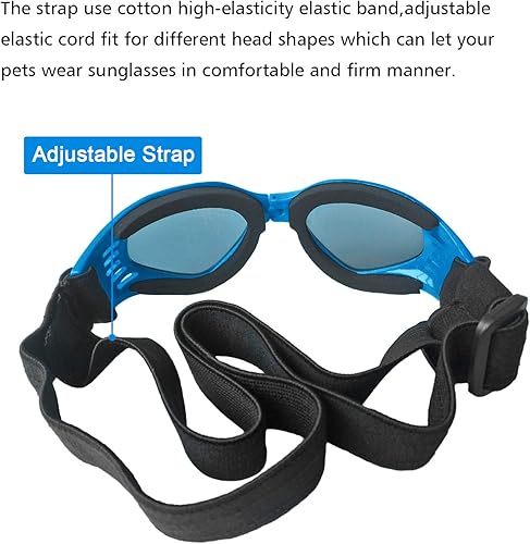 Miniatura 4 de PEDOMUS Gafas de sol para perros pequeños, correa ajustable para gafas de sol UV, protección impermeable para perros (negro)