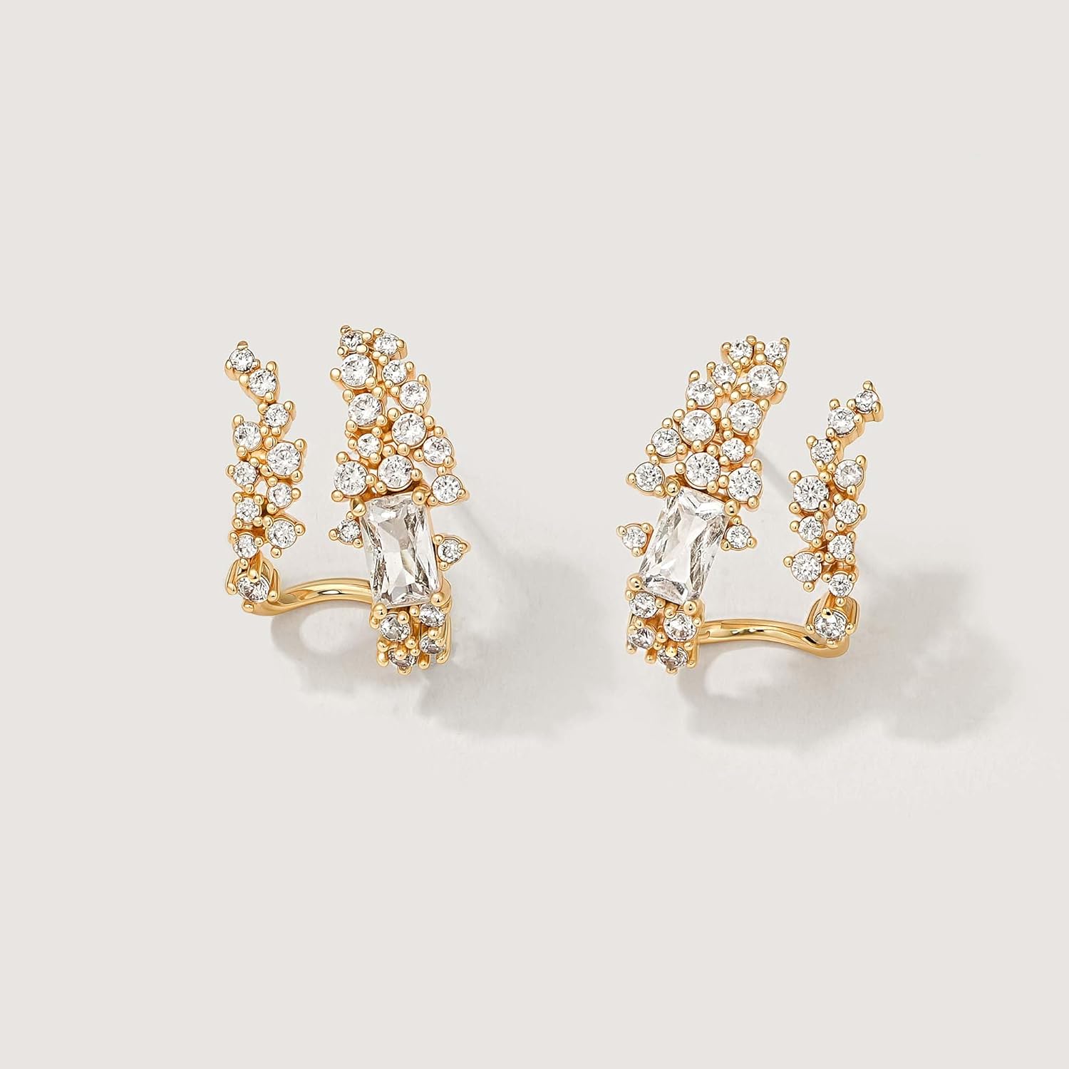 14K Gold Plated 925 Silver Post Illusion Stud Earrings for Women Dainty Cubic Zirconia Studs Small Hoops Lightweight Trendy Jewelry Gift - Image 6