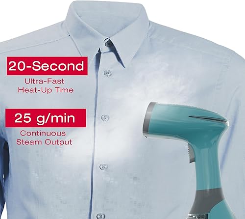 Miniatura 6 de SINGER Vaporizador de mano para ropa, potente vapor de 1500 W, calentamiento rápido de 20 segundos, tanque desmontable de 9.5 fl oz, apagado