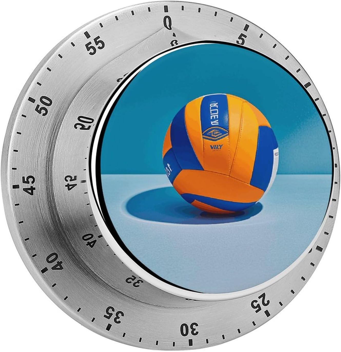 Blue Volleyball Timer Stainless Steel Kitchen Timers Waterproof & Rust-Proof 60 Minute Mechanical Timer with Loud Alarm for Cooking, Baking, Fitness
