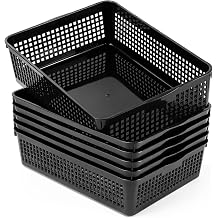 6 Pack Turn in Trays Classroom, A4 Size, Black | Plastic Paper Storage Tray, Paper Trays for Classroom, Plastic Storage Baskets for Library Drawers Home Office Bathroom