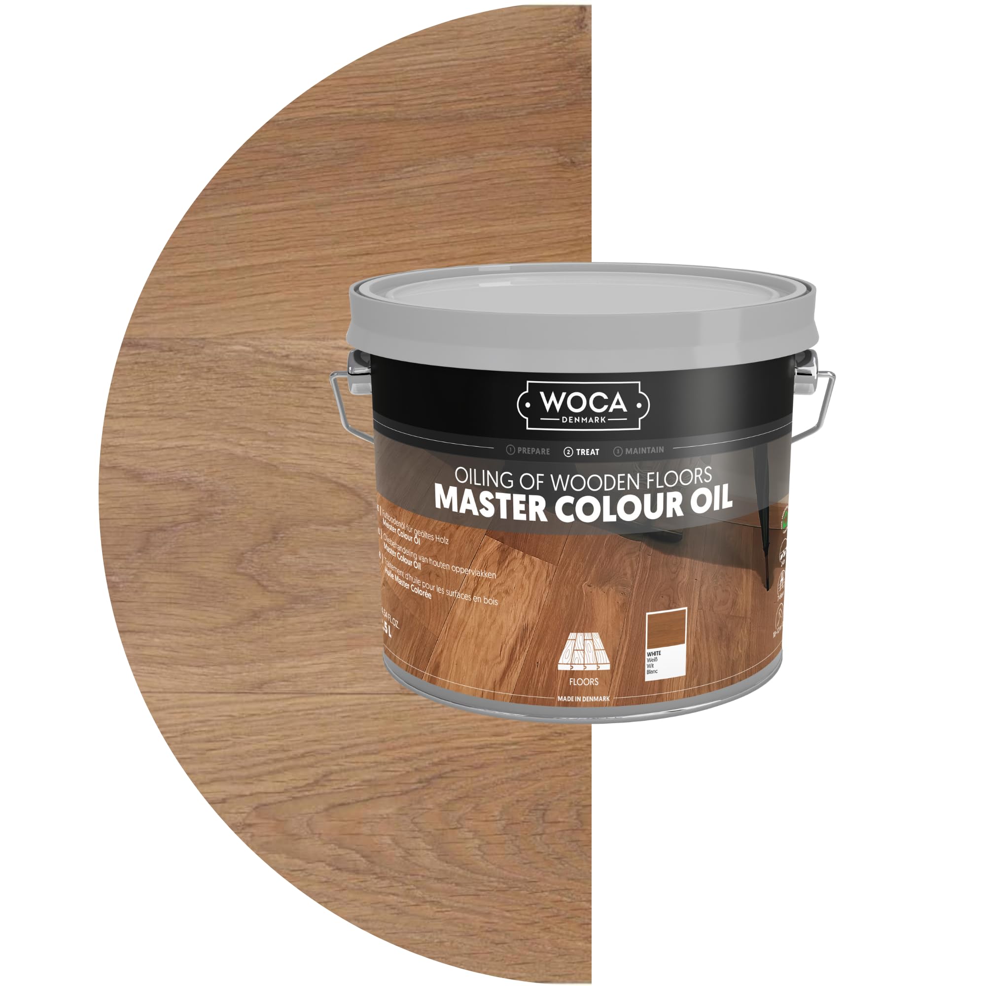WOCA Denmark Master Colour Oil White - Aceite para parqué para interiores para muebles de madera, suelos, revestimientos y armarios