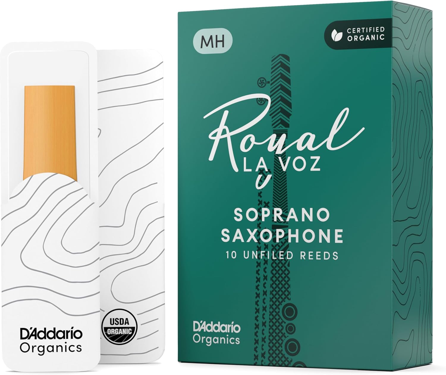 D’Addario Woodwinds La Voz Soprano Sax Reeds, Strength Medium Strength Hard, 10-pack (RIC10MH)