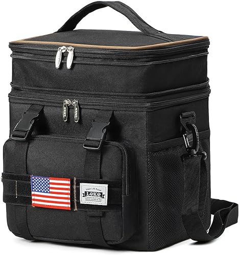 Miniatura 2 de Lekesky Bolsa de almuerzo para hombre, con aislamiento, resistente, táctica, para enfriar, para adultos, para trabajo, doble cubierta, 20L