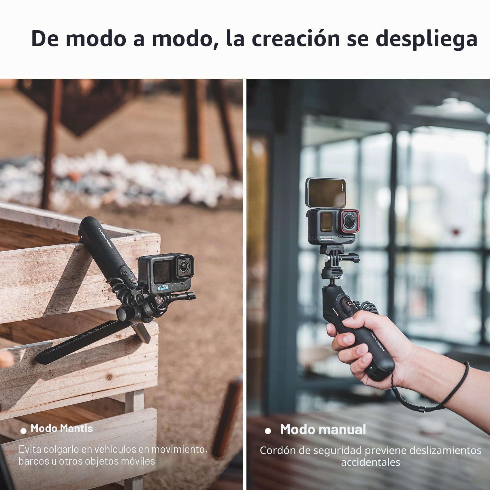 PGYTECH CapLock MantisPod Power, Empuñadura Batería para Insta360 5000mAh | Power Stick y Trípode de Carga Vlog con Adaptador 1/4, Cuatro Modos Principales de Grabación, Sistema de Liberación Rápida