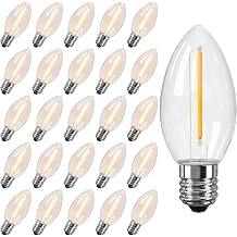 25 Pack C9 LED Replacement Christmas Light Bulbs C9 Clear Replacement Bulbs for Outdoor String Lights, C9/E17 Candelabra Base, 0.6 Watt