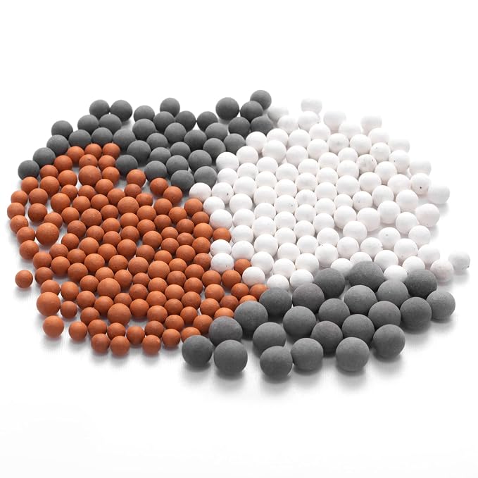Filtration Mineral Stones for Ionic Filter Shower Head - Anion Energy Mineral Ball Beads for Purifying Water (Red Gray White)