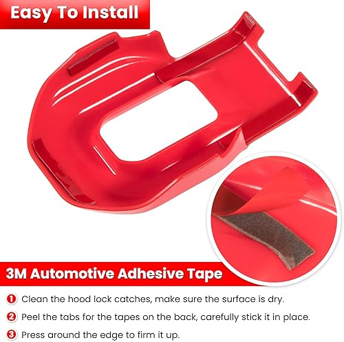 Miniatura 5 de Cubierta de soportes de cierre de capó para Jeep Wrangler JL JLU Unlimited Sports Freedom Sahara Rubicon Gladiator JT 2018-2022 (rojo, 2 unidades)