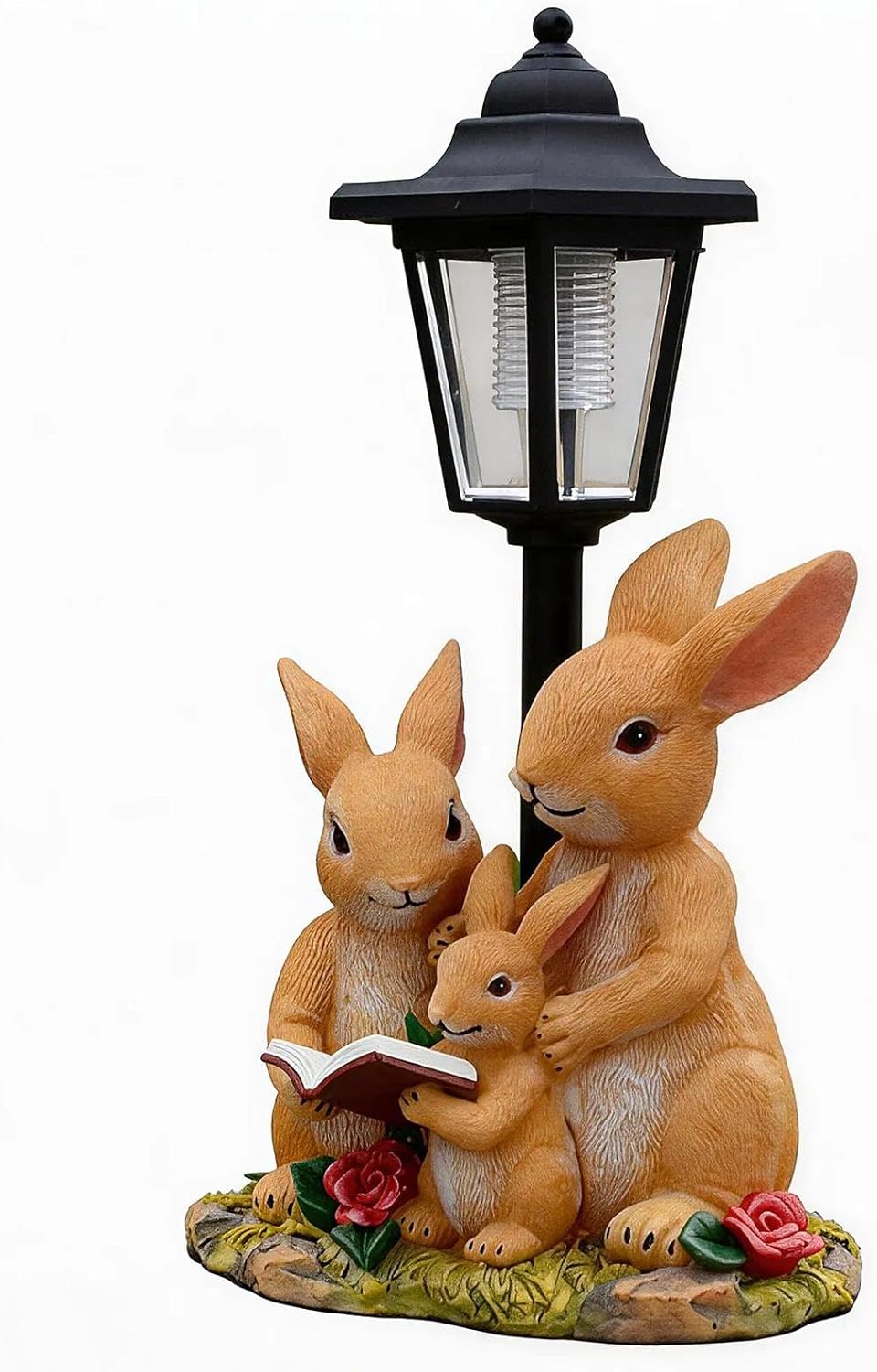 Garden Outdoor Decor Solar Statues Gifts Lights Yard Bunny Family Figurine Waterproof Resin Patio Pathway Lawn Ornament