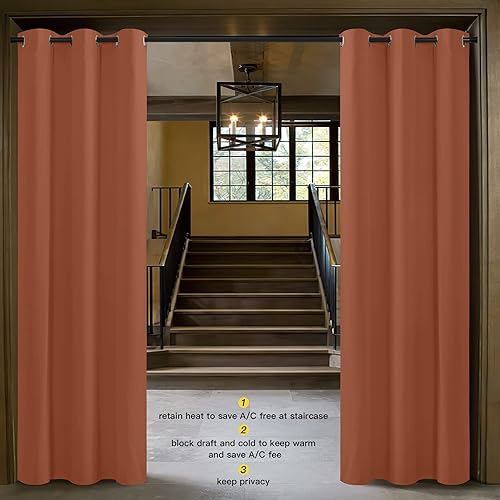 Miniatura 3 de NICETOWN - Cortina blackout larga, con aislamiento térmico y arandelas firmes en la parte superior para decoración del hogar, salas de estar y