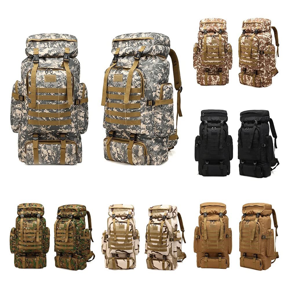 Zaino da alpinismo di grande capacità per escursionismo, campeggio, sport all'aria aperta, borsa tattica idrorepellente con sistema Molle, cinghie regolabili, motivo mimetico, Urban Camouflage