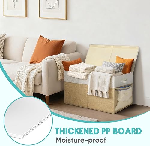 Miniatura 5 de BALEINE Fabric Storage Bins with Lid, Collapsible Extra Large Storage Boxes Bins Baskets with Divider for Home Organizing (25"x13"x16", Grey)