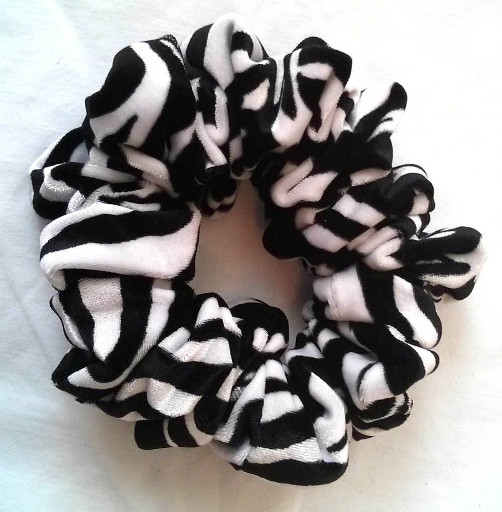 Zebra Velvet Hair Scrunchies-Full - Made in the USA