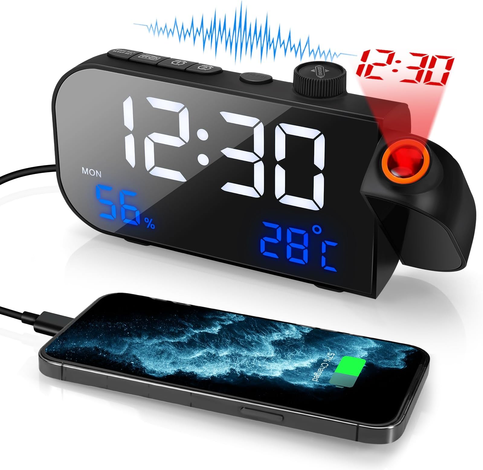 Alarm Clock Bedside Mains Powered Digital Clocks for Bedroom with FM ...