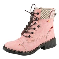 TMA EYES Womens Retro Lace-Up Ankle Boots Comfortable Wear-Resistant Versatile Casual