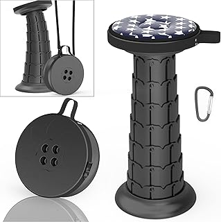 ALEVMOOM Camping Telescoping Folding Stools with Swivel Cushion,Portable Retractable Collapsible Stool,Fold up Stool More Sturdy Capacity 550Ib for Garden Travel with Carry Bag&Carabiner