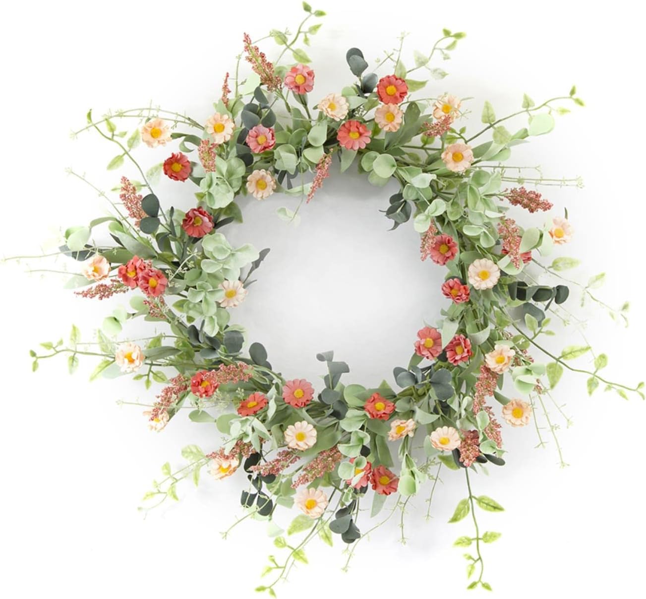 Melrose International Mini Daisy and Foliage Wreath 22