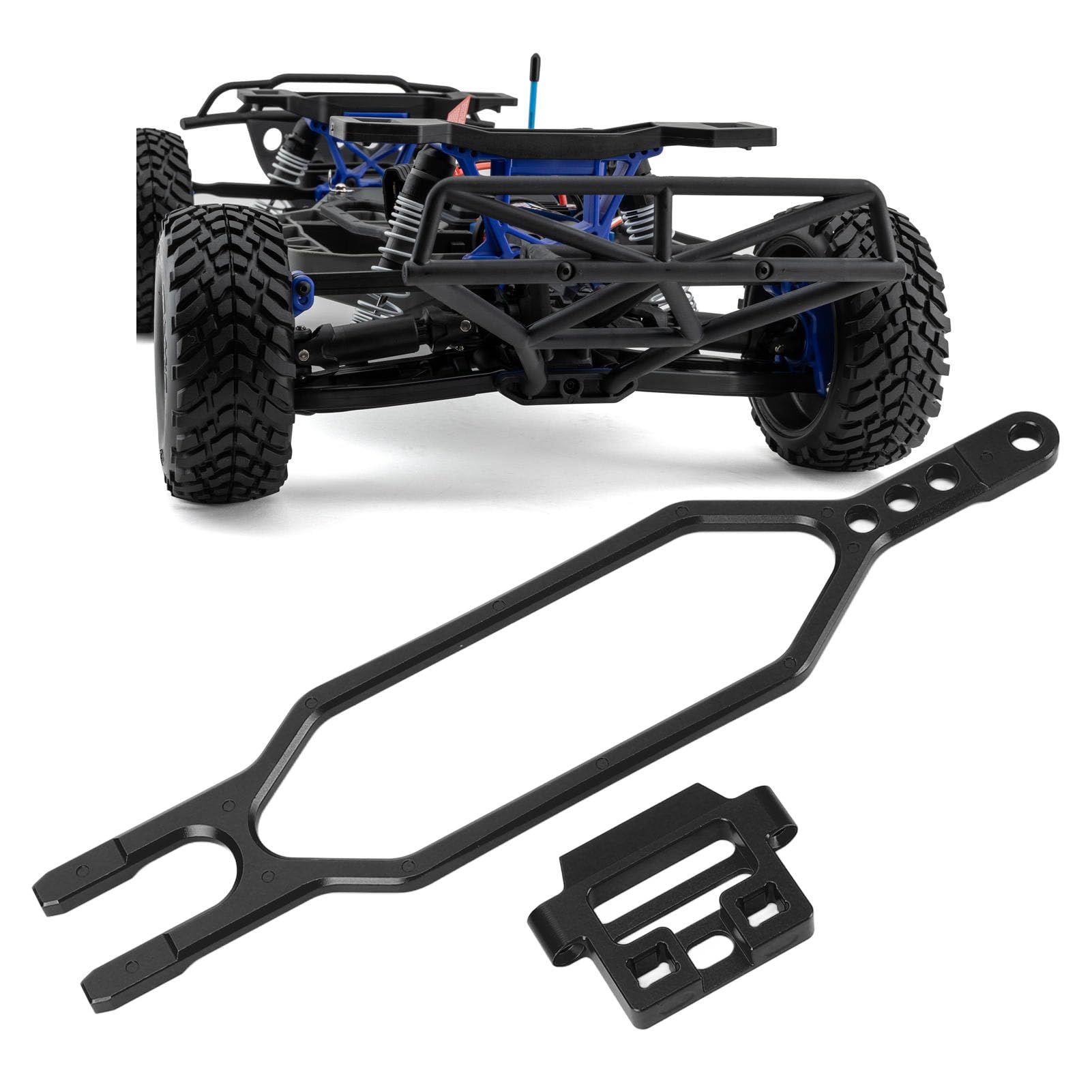 2pcs Aluminum Alloy RC Battery Hold Down Plate For 1/5 Scale RC Cars - Silver, With Heat Sink