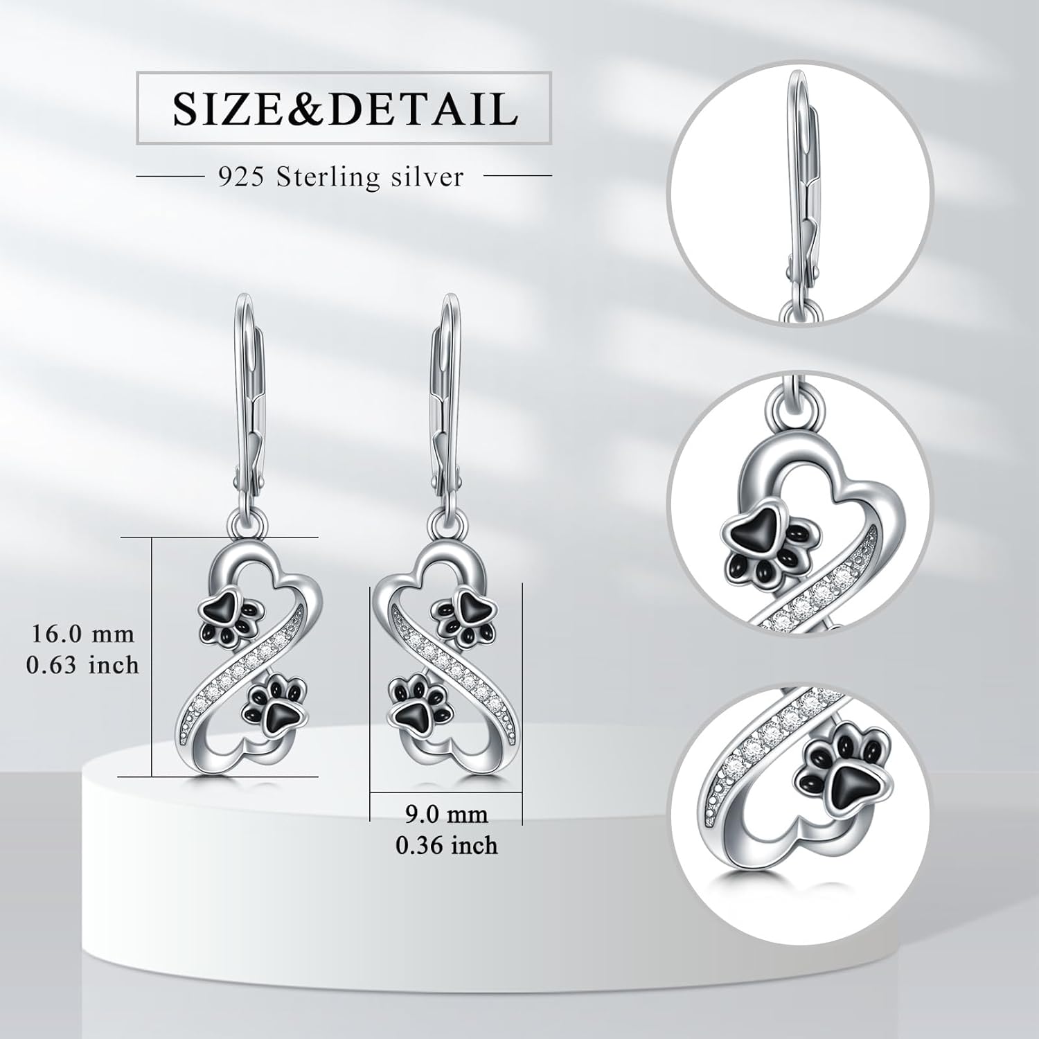 Heart Animal Earrings 925 Sterling Silver Animal Dangle Drop Earrings Jewelry Gifts for Women Animal Lovers