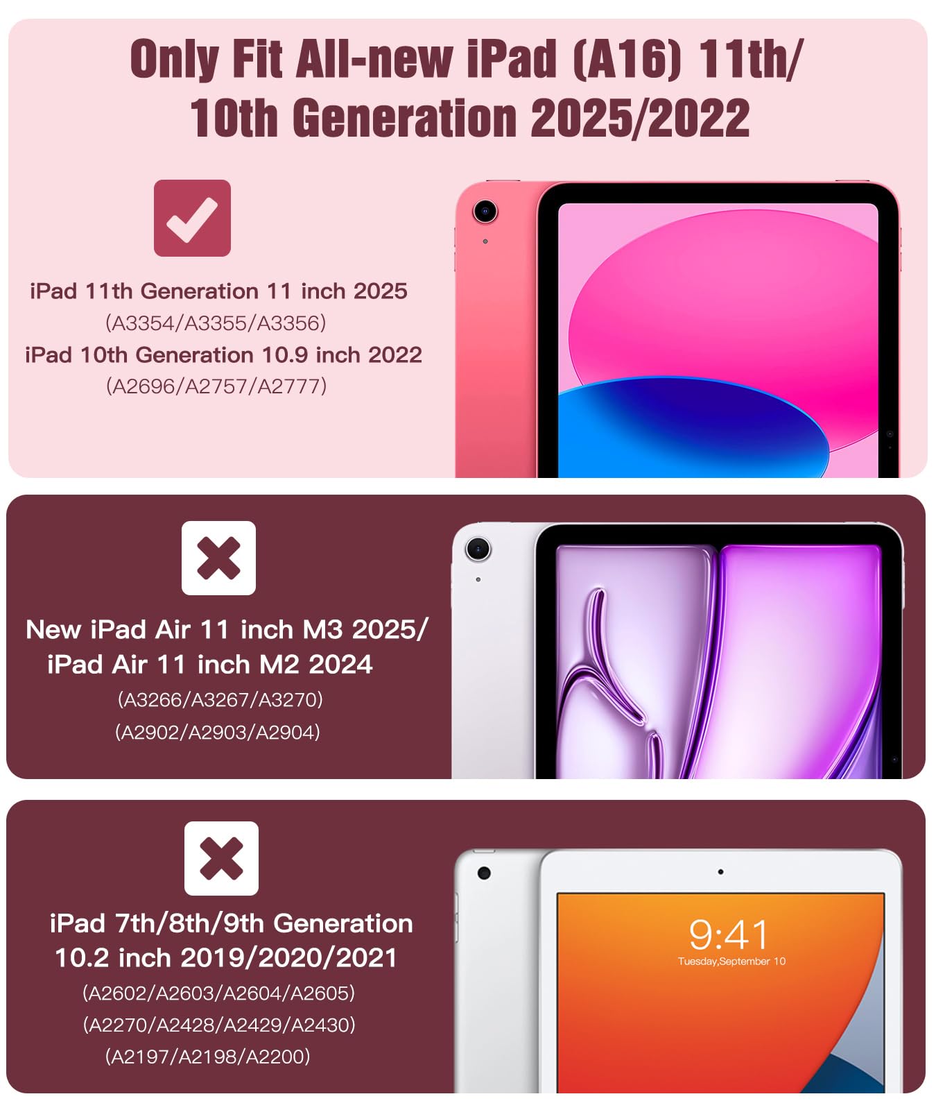 TiMOVO Cover Custodia Compatibile con iPad (A16) 11 Generazione 11 Pollici 2025/iPad 10 Generazione 10,9" 2022, Retro in PC Rigido Semi-Trasparente, Auto Sveglia/Sonno, Rosso