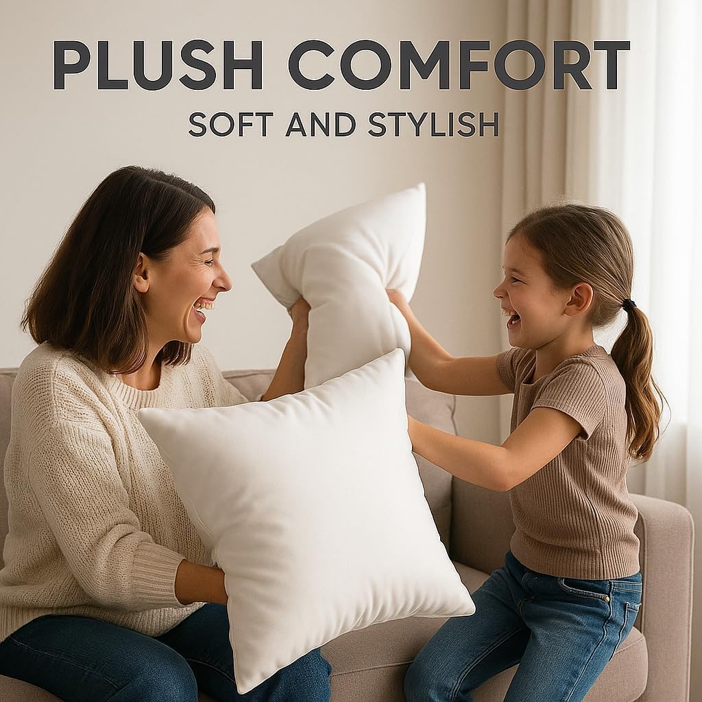 Throw Pillow Inserts (18"x18") | Set of 4 | Easy Maintenance Inserts for Better Comfort | Polyester Gel Fibre Fill | No Feather Pokes | Machine Washable in Delicate Cycle