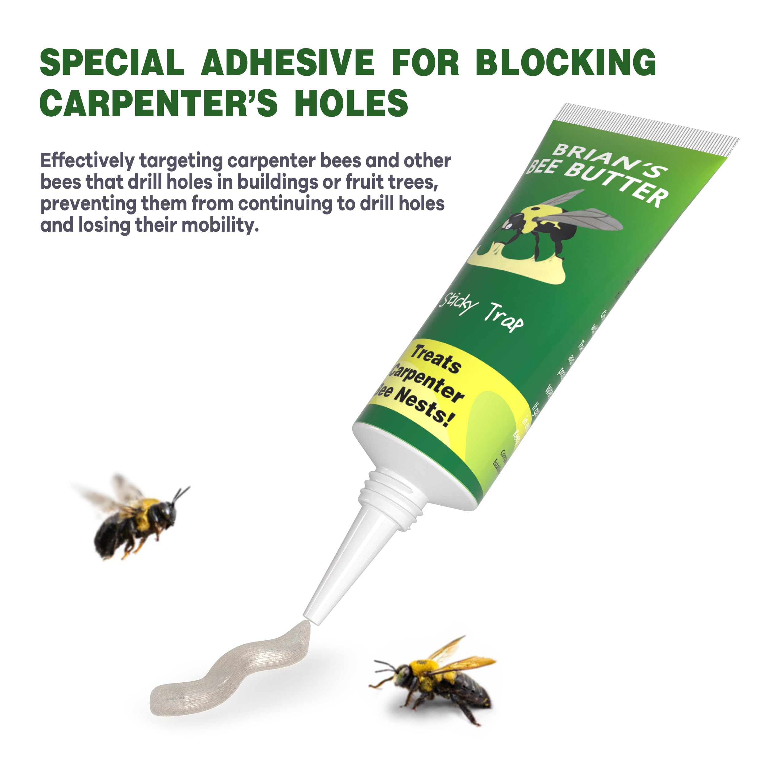 Trampas para avispas de abeja de carpintero para exteriores, paquete de 2 trampas adhesivas, tratamiento de agujeros de abeja de carpintero de madera