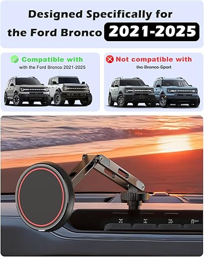 Miniatura 8 de CloudValley Soporte de teléfono para Ford Bronco 2021 2022 2023 2024 24 puertas, sujeción fuerte para MagSafe compatible con iPhone 17 16 15 14 13