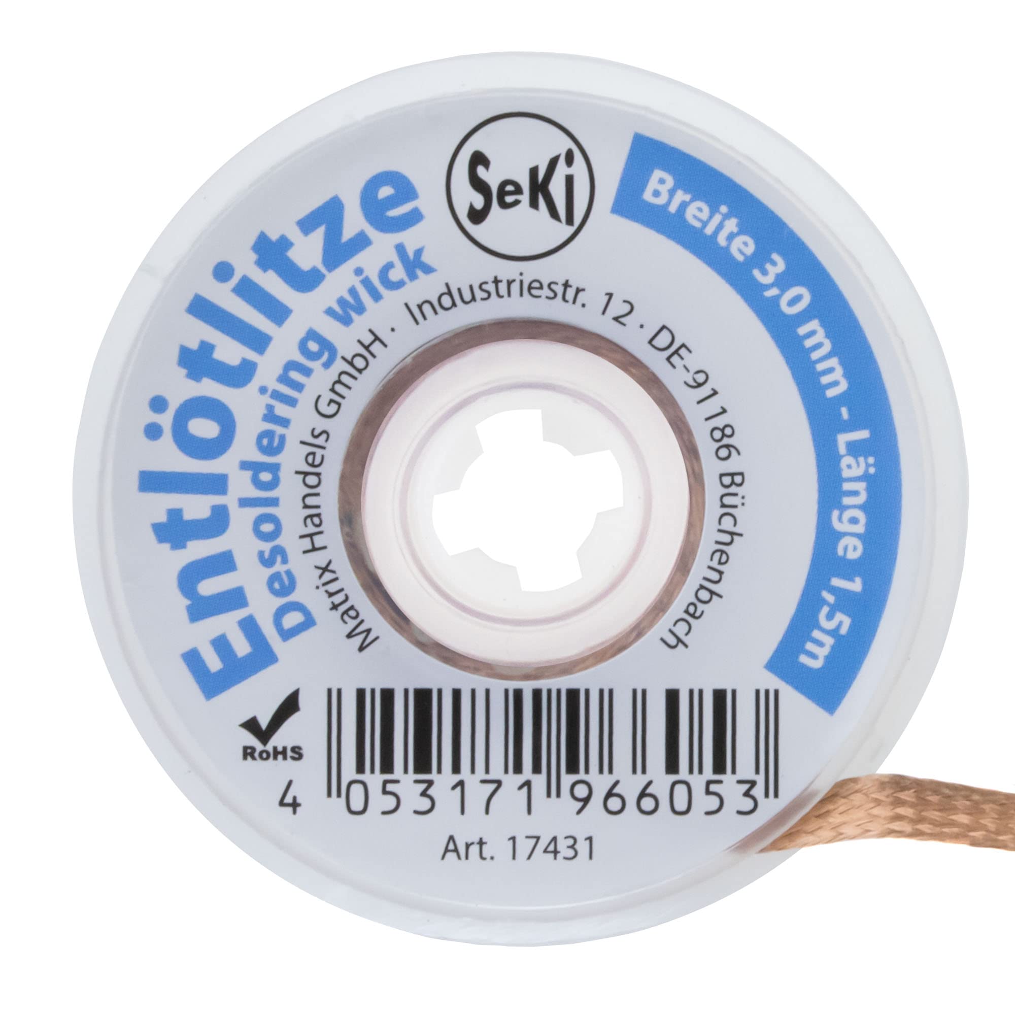 Tresse à Dessouder SeKi 3.0mm - 1.5m - Haute Absorption Étain - Pour Soudure Électronique