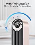 Dreo 25dB Smart Leiser Turmventilator mit Kühlung, 106cm WiFi Alexa Tower Fan, 90° oszillierender Ventilator, Fernbedienung 9-Geschwindigkeit 4 Modi 12 Std Timer Sprachsteuerung, Sternenlicht - 3