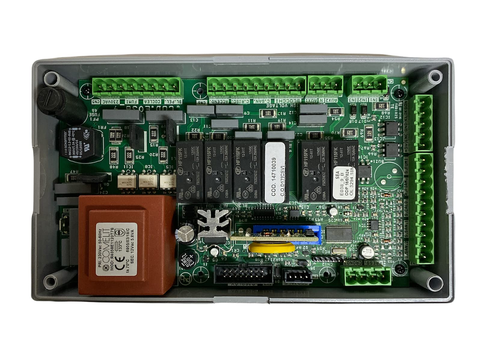 eRicambi, Scheda di Controllo MICRONOVA E038_9 per Stufe a Pellet, Sonda Fino a 600°C, Predisposta per Encoder, Connettore RS232 per Collegamento al PC