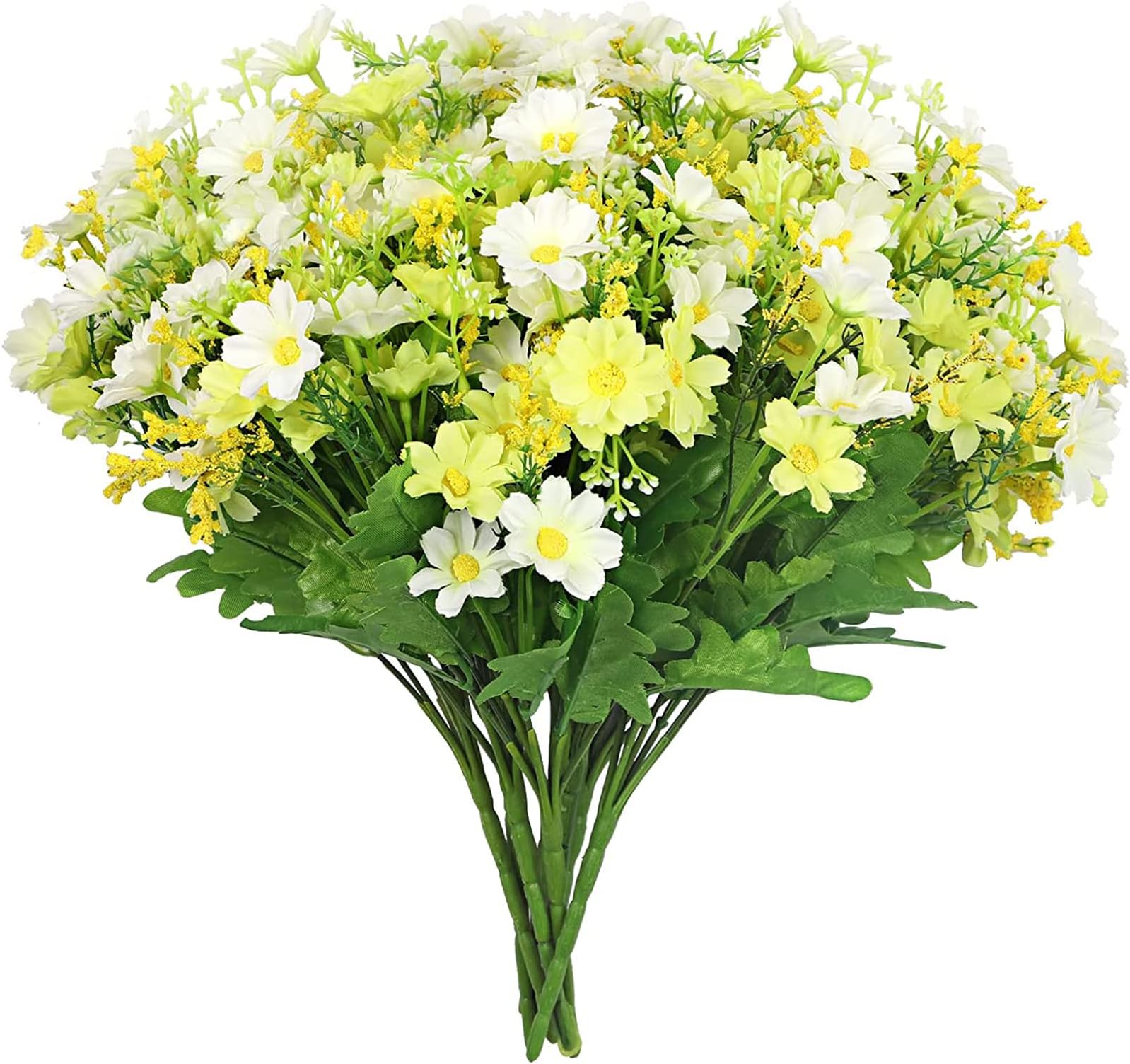 Leixi 8PCS Artificial Flowers Faux Daisy Silk Flowers for Home Decor Indoor No Fade Artificial Plants Indoor Outside Hanging Planter Home Garden Porch Décor (White)