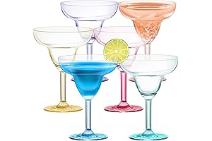 KOXIN-KARLU 6 Pack Acrylic Margarita Glasses - Classic Design with Multiple Color Options