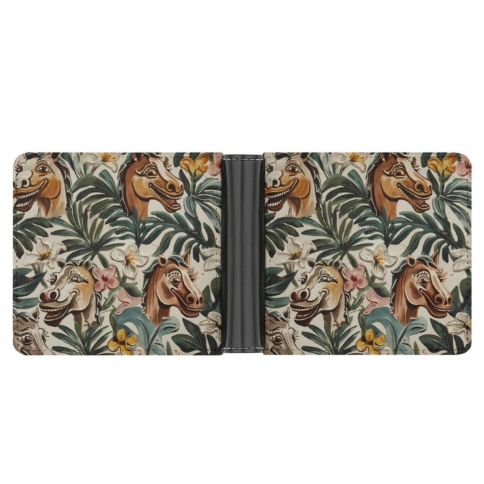 Hawaiian Tropical Horses Funny Men's Slim Bifold Wallet with Multiple Card Slots Front Pocket Purse