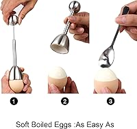 Vista 2 de Juego de decoración de galletas de huevo, soporte separador de huevos duros y duros, incluye 4 cucharas de huevos y 4 tazas de huevo, 1 cortador