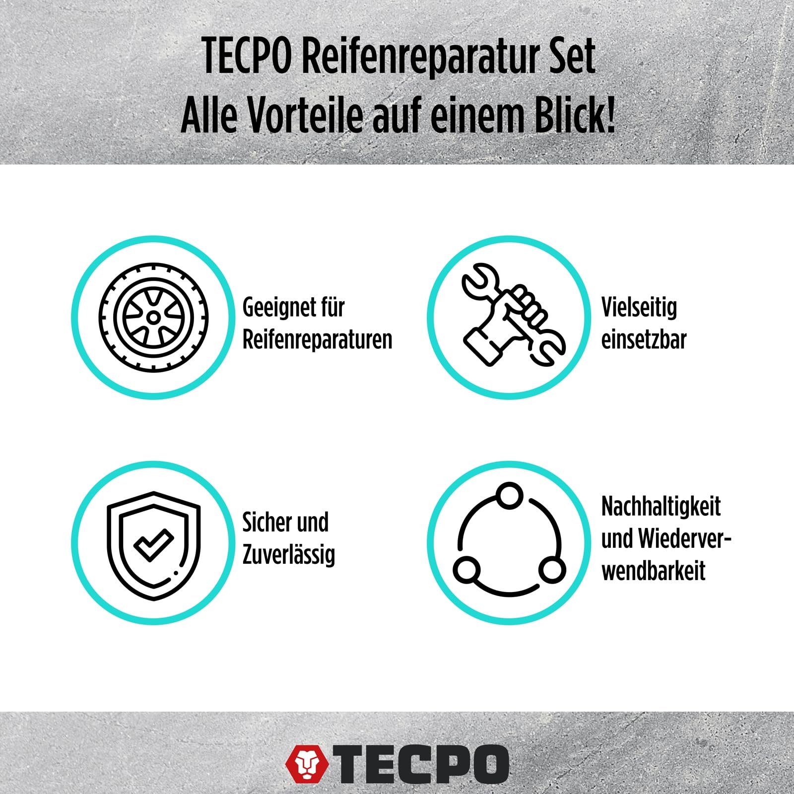TECPO Reifenreparaturset Set 78-tlg. Auto Motorrad LKW PKW Vulkanisier Flickzeug Panne Notfall Reifendichtmittel mit T-Griff