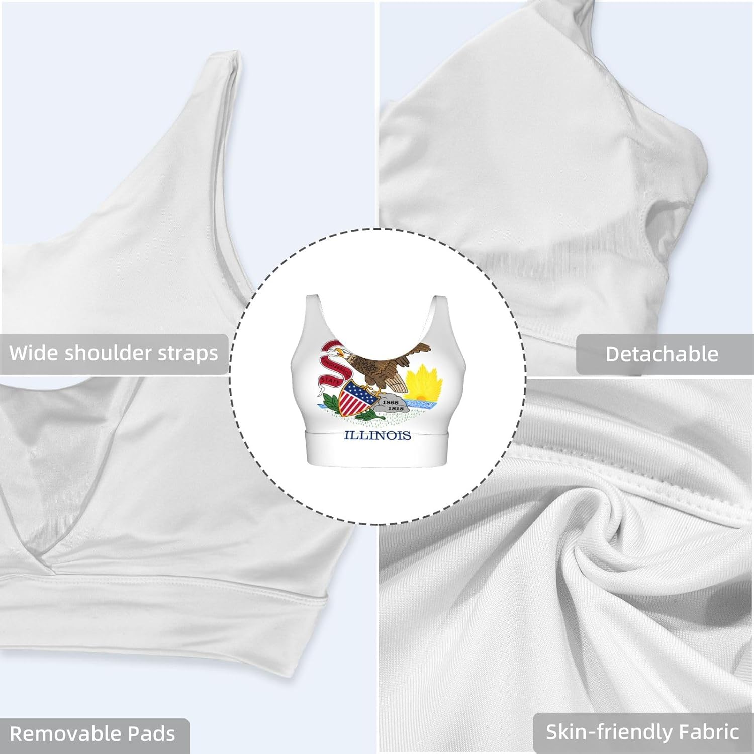 Illinois State Flag Women's Sports Vest, Light Running Gear, Soft Polyester for Fitness Exercise Outfit