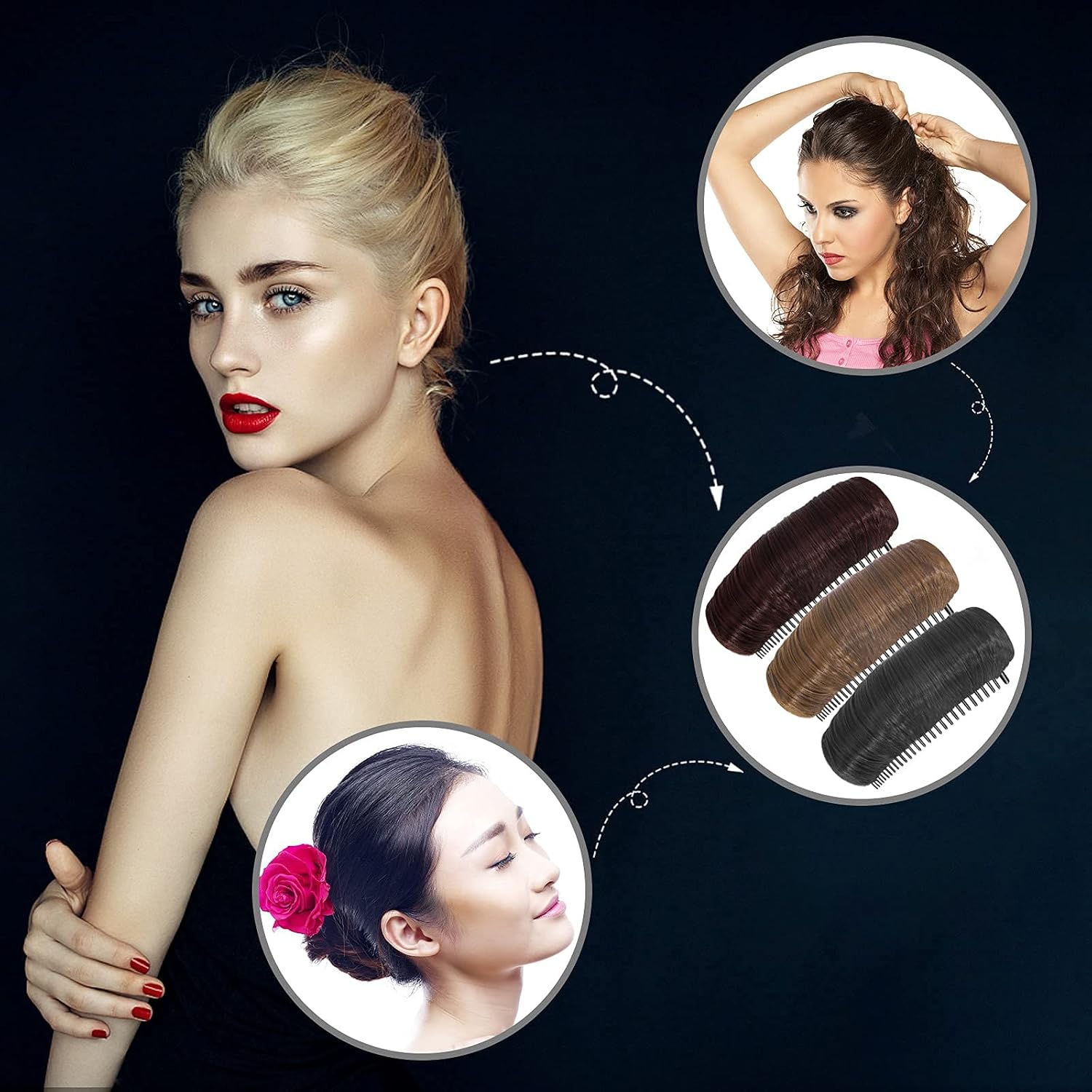 6 Pcs Hair Bun Perfect Puff Hair Head Cushion, Hair Base Bump Styling Invisible False Hair Clip Insert Tool Volume Fluffy Princess Styling Increased Hair Pad : Beauty & Personal Care