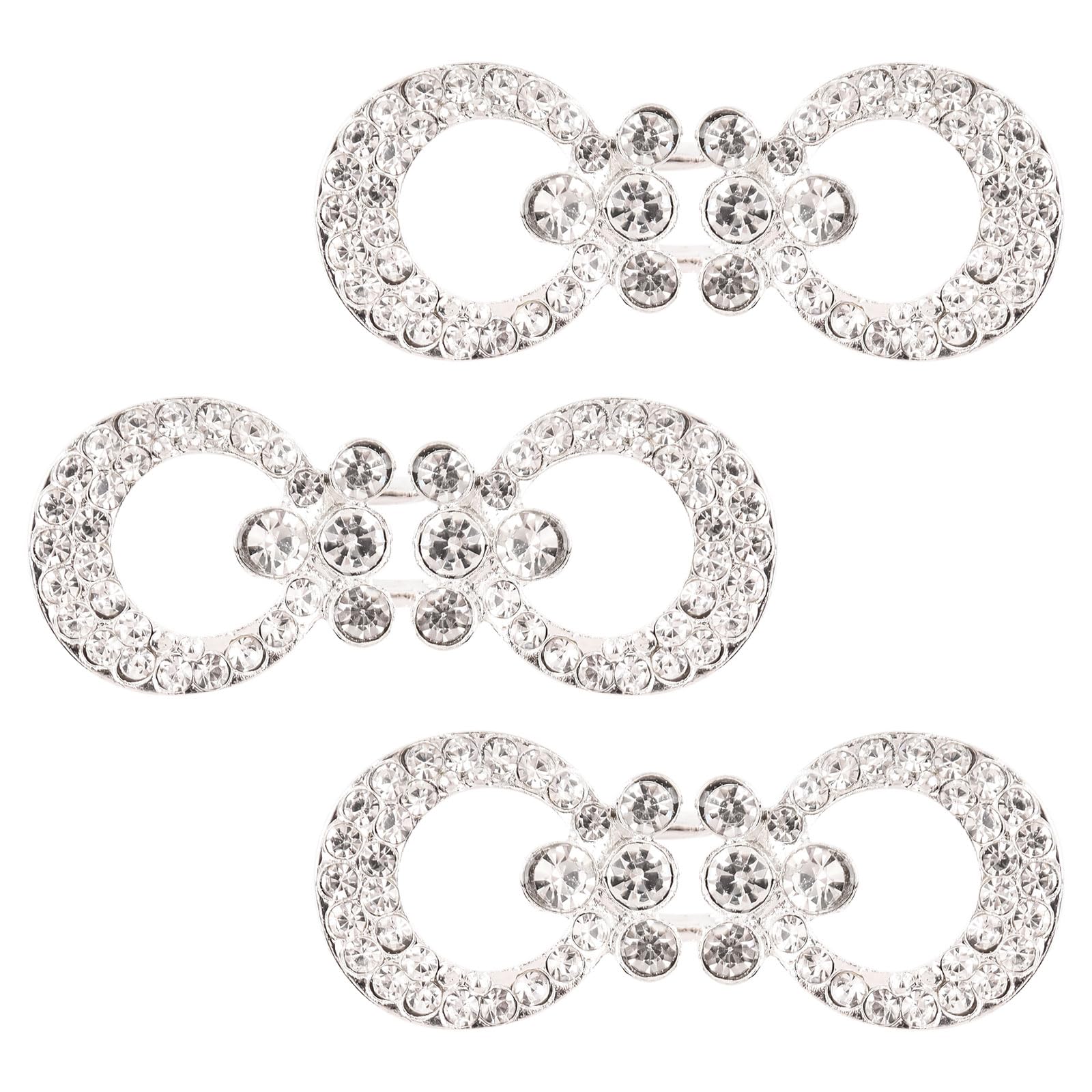 WANDIC Cloak Clasp Fasteners, 3 Pair 4.6 * 1.9 CM Cape Clips with Rhinestone Vintage Snap Sweater Buttons for Clothing Sweater Shawl