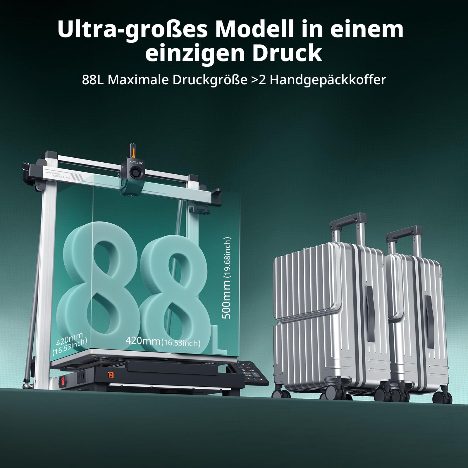 Anycubic Kobra 3 Max Combo 3D-Drucker Mehrfarbig, Trocknung Filament während des Drucks, 600 mm/s Schnelles Drucken, Vollautomatische Kalibrierung, Intelligentes Drucken