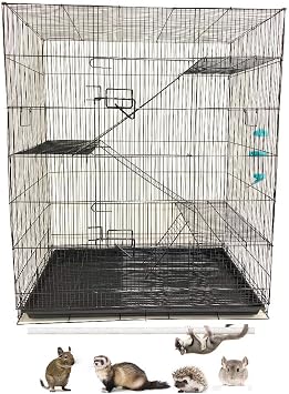 X-Large 4-Levels Ferret Chinchilla Hamster Suger Glider Gerbil Rats Mouse Mice Guinea Pig Rodent Degu Dagus Squirrel Small Animal Critter Cage with Tight 3/8-Inch Bar Spacing