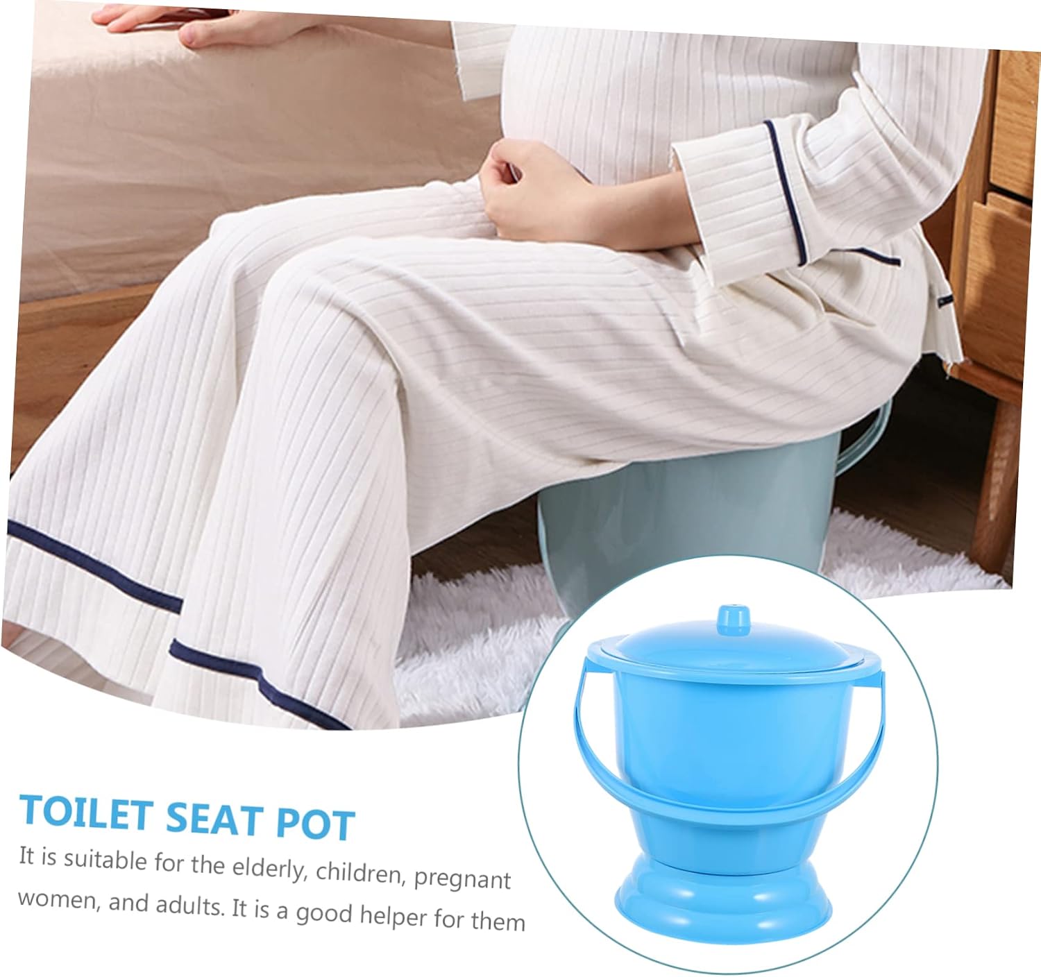 Plastic Urinal Potty for Adults Pregnant Women's Bedpan Non-Slip Lid Easy to Clean Portable Toilet Seat Potty Training for Toddlers