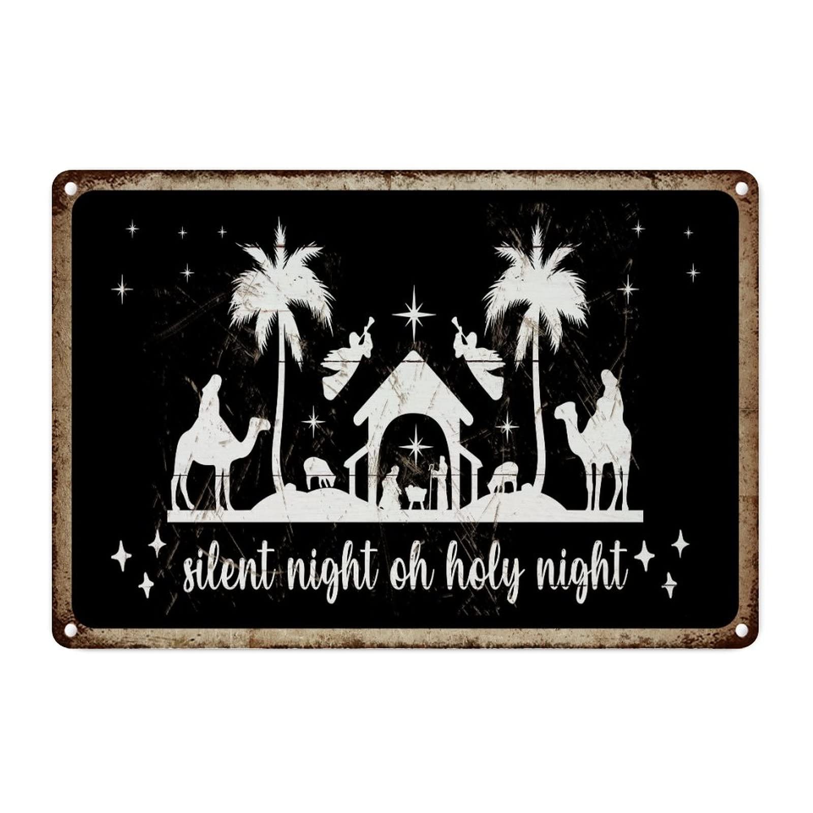 Plaque en métal cadeau de Noël vintage en aluminium noir pour décoration maison