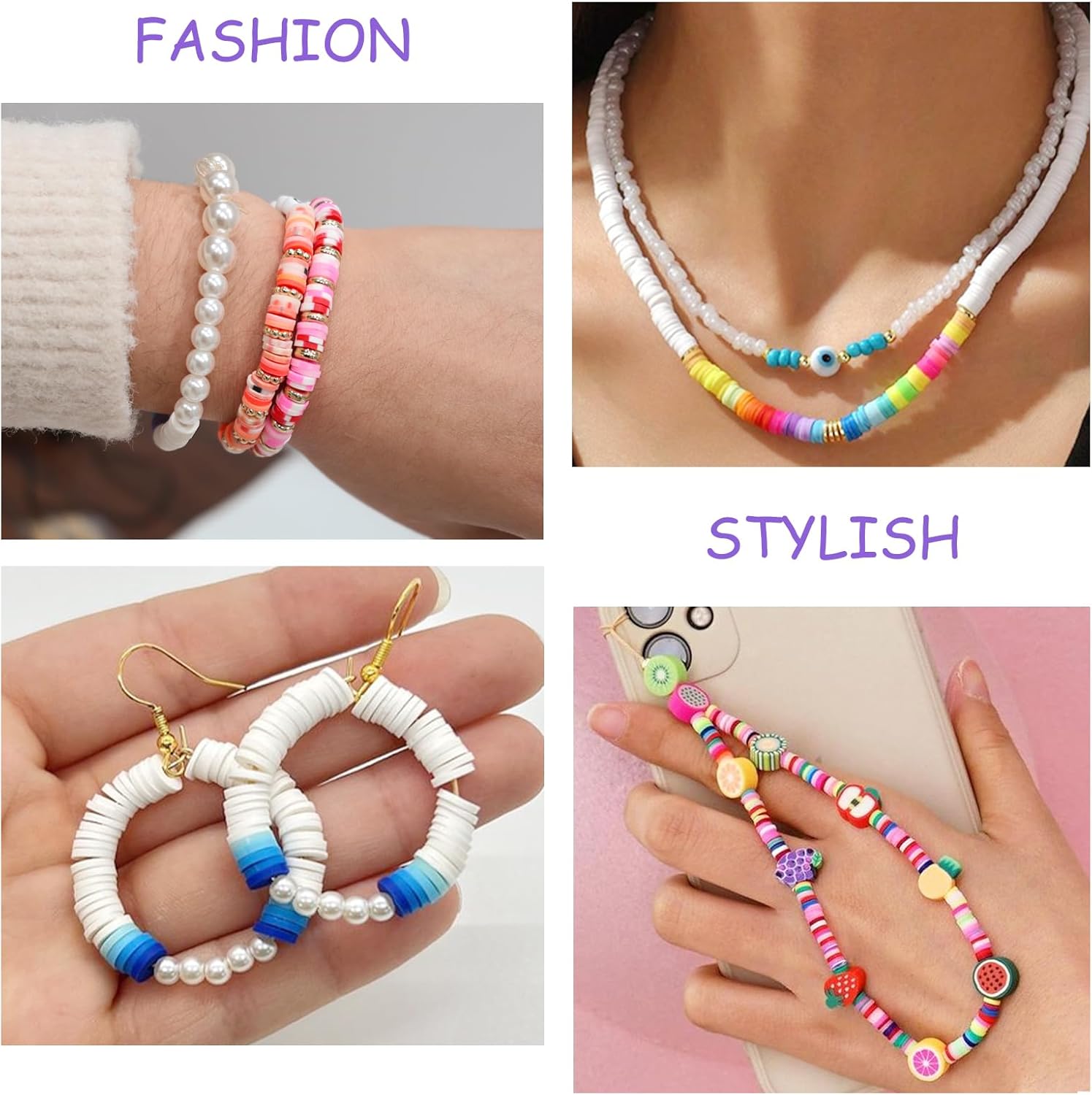 Redtwo 46000 Pcs Clay Beads Friendship Bracelet Making Kit, 192 Colors 9 Boxes Flat Polymer Clay Heishi Beads Set for Jewelry Making with Letter Bead Elastic String, Gifts for Girls 8-12