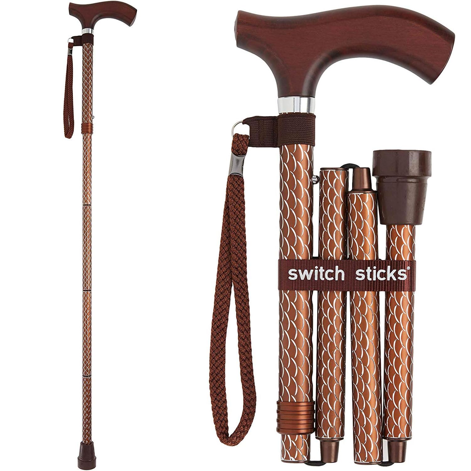 Switch Sticks Walking Cane for Men or Women, Foldable and Adjustable from 32-37 inches