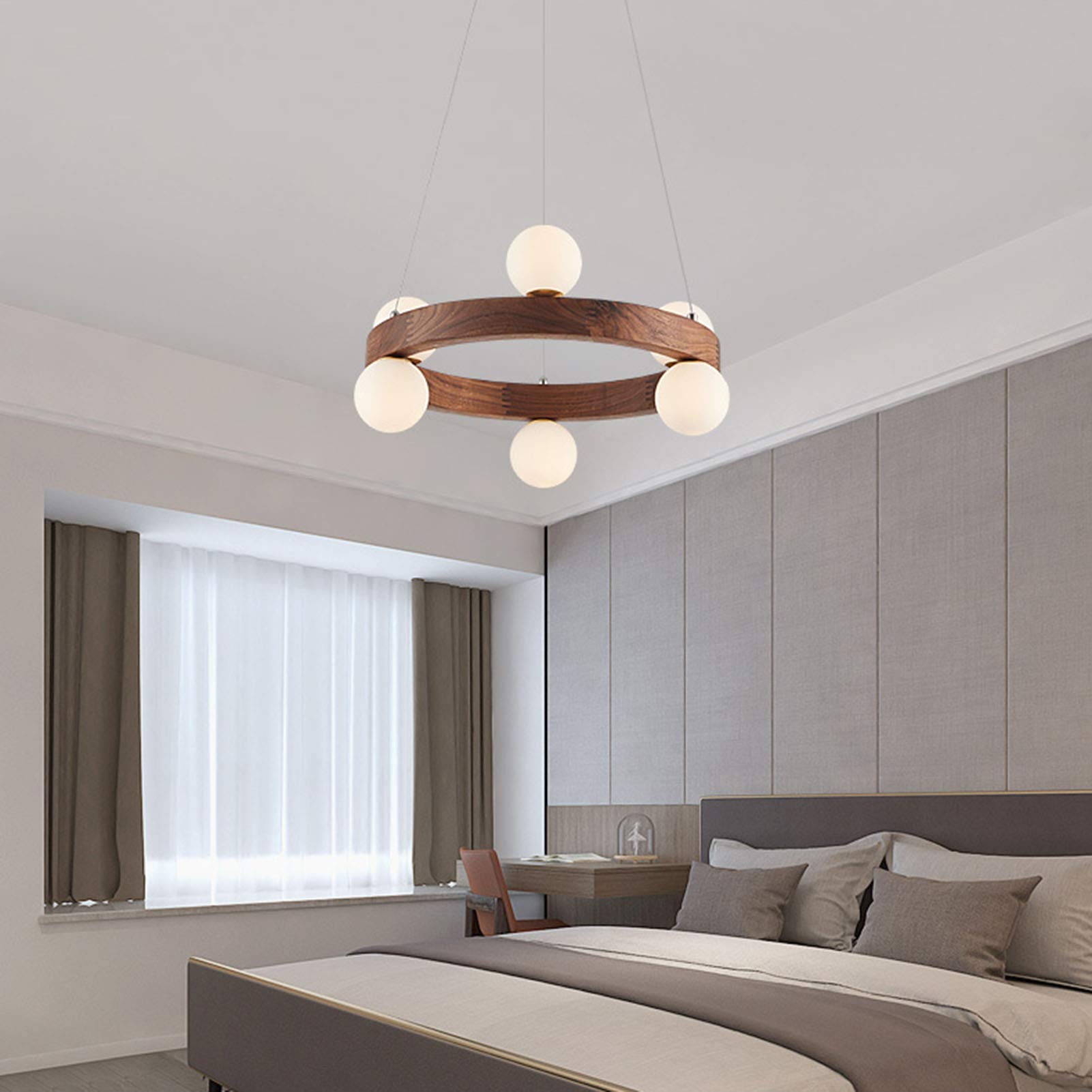 G4 żyrandol w stylu japońskim z drewna w stylu retro, czarny orzech włoski chiński żyrandol, salon biuro sypialnia lampa do jadalni orzech włoski 80 cm