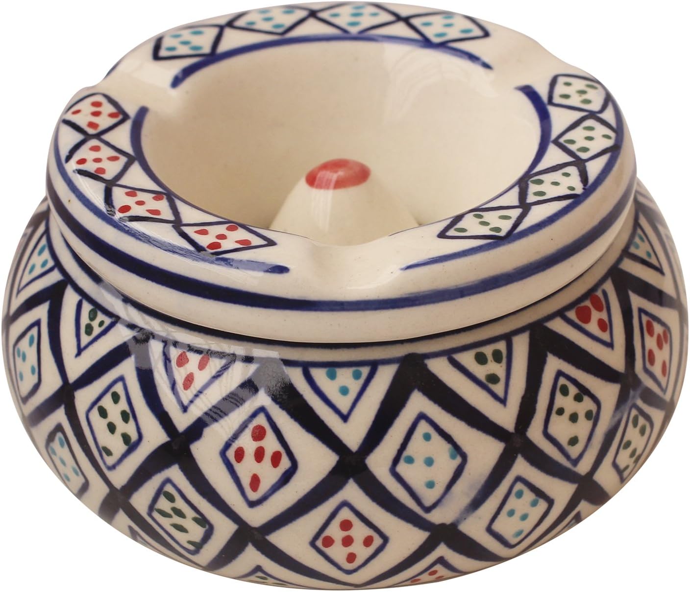 Raakhadaanee - ABHANDICRAFTS Ceramic Bowl with Lid, Mini Trash Can with 3 Holder Slots for Home Office Decoration Indoors and Outdoors