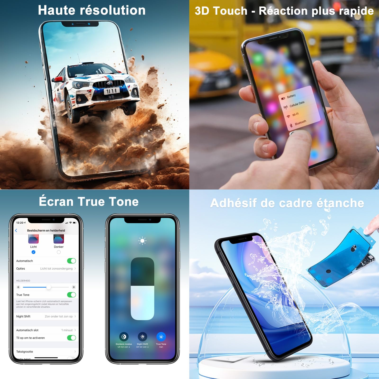 DIGI4U Écran pour iPhone 12/12 Pro LCD, True Tone Display Face ID Écran Tactile 3D de Remplacement pour iPhone 12/12 Pro avec kit de réparation