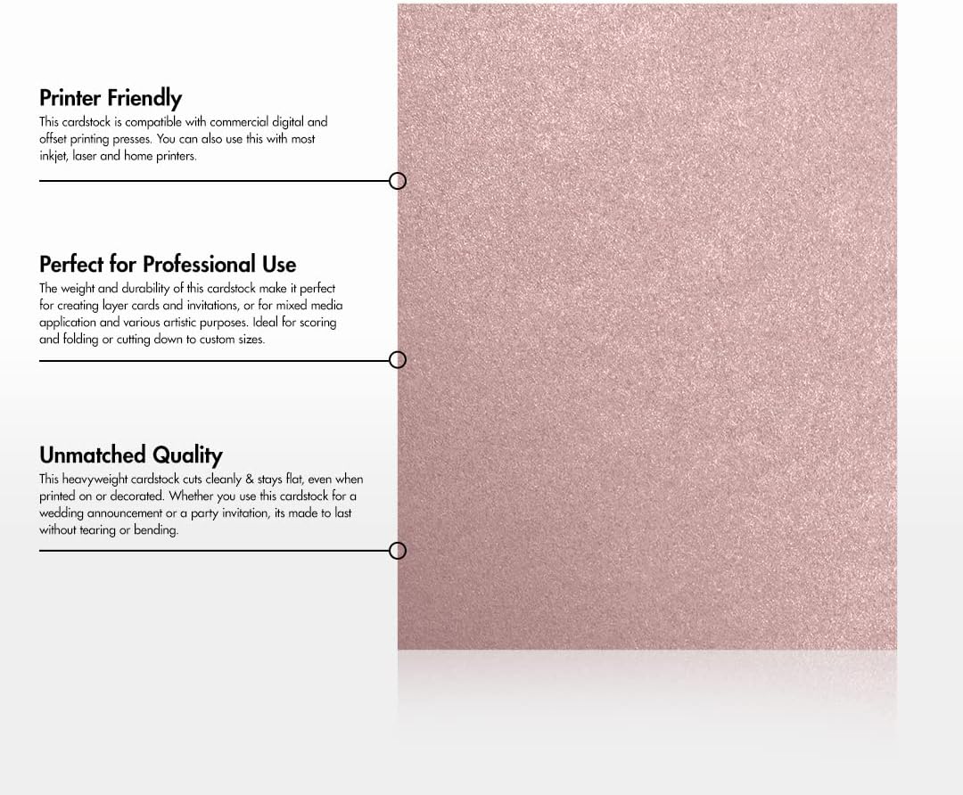 LUXPaper 8.5" x 11" Cardstock | Letter Size | Misty Rose Metallic - Sirio Pearl | 111lb. Cover | 500 Qty