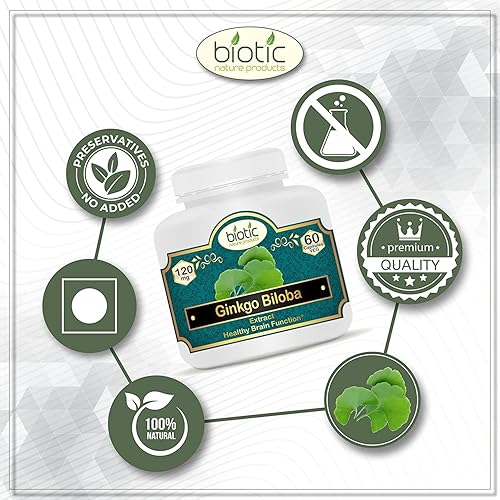 Miniatura 5 de Veena Biotic Natural Ginkgo Biloba Capsules 120mg Extract for Brain and Memory - 60 Veg Capsules