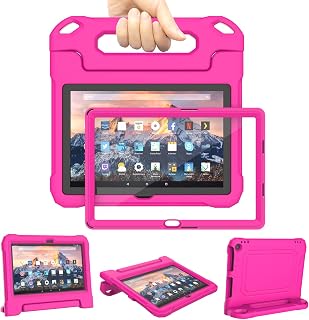 TrendGate 10.1'' Kids Case, Lightweight Shockproof Kids Cover with Screen Protector Protable Handle Stand Case for Tablet 10, Imcompatible with iPad Samsung - Pink